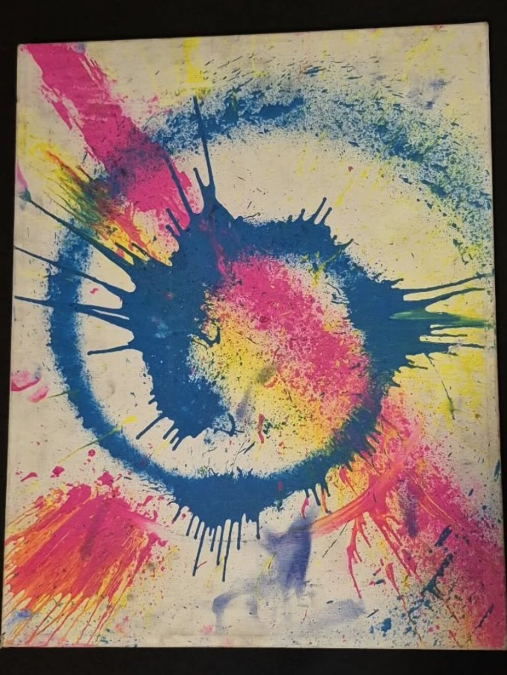 Blue Man Group Original Spin Art Painting 16x20 Canvas From Live Show